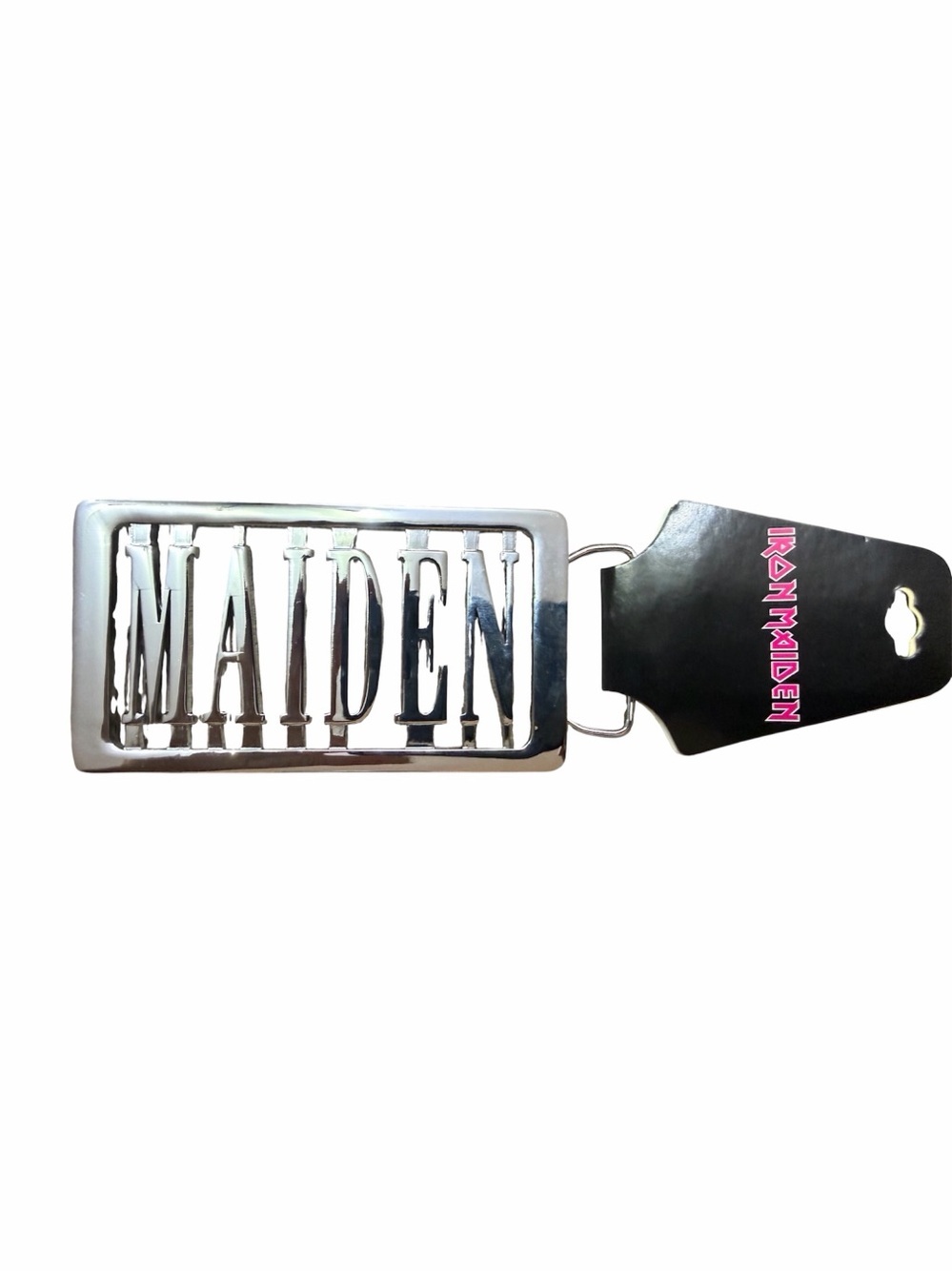 NWT Iron Maiden Silver "MAIDEN" Rectangular Belt Buckle
